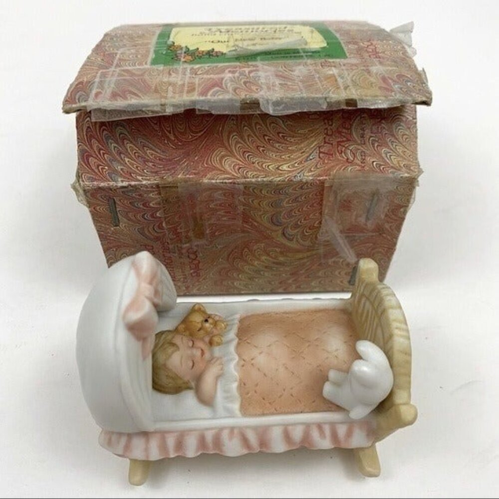 Enesco Treasured Memories Our New Baby Figurine Vintage 80s